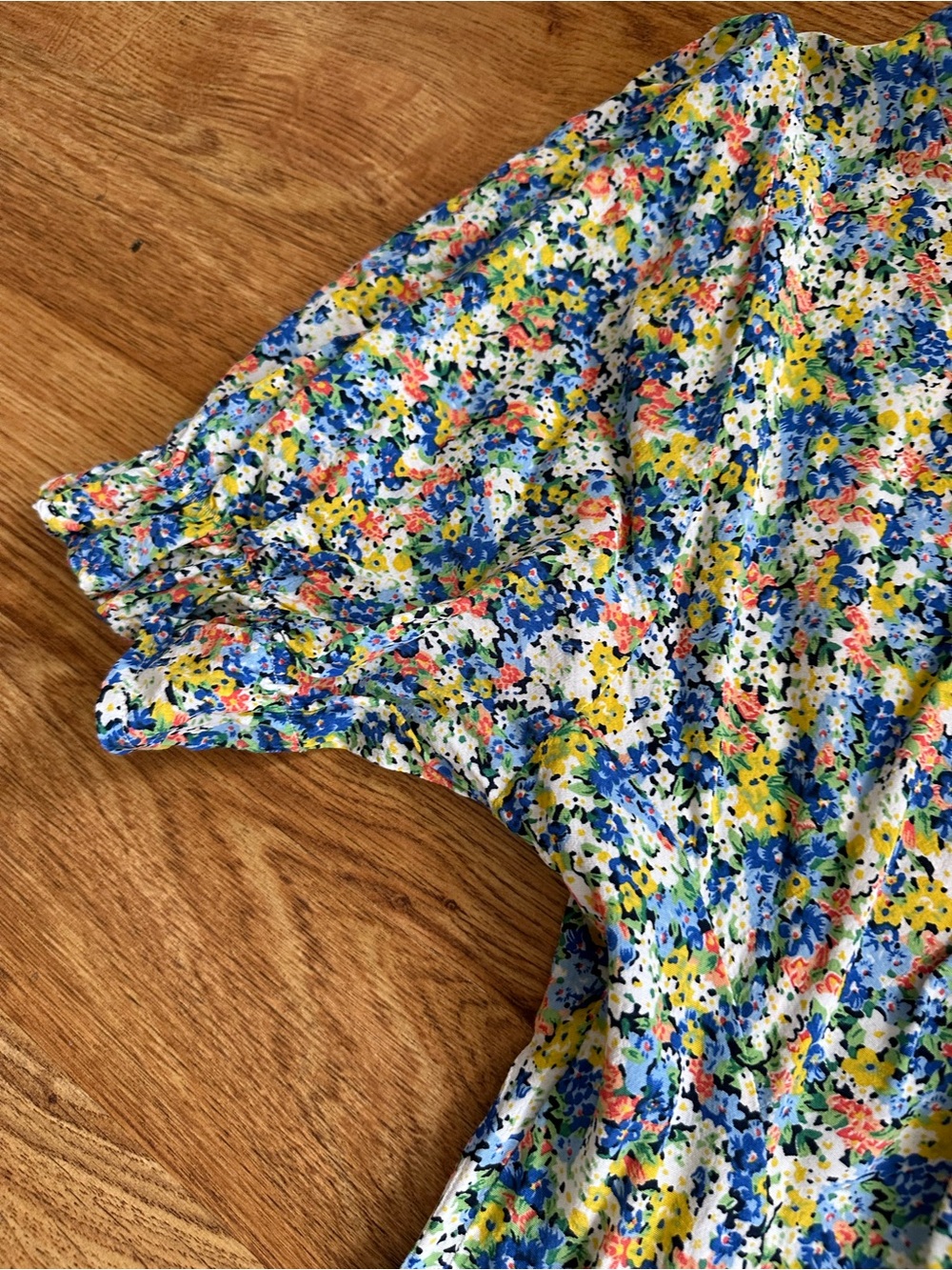 Faithfull the Brand floral mini dress Size 10 Blue White Yellow Orange - Picture 7 of 13